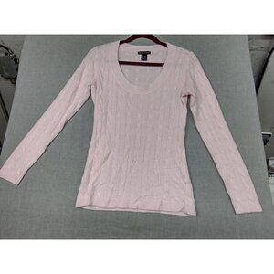 New York & Company Women's Light Pink Scoop Neck Long Sleeve Sweater Small USED